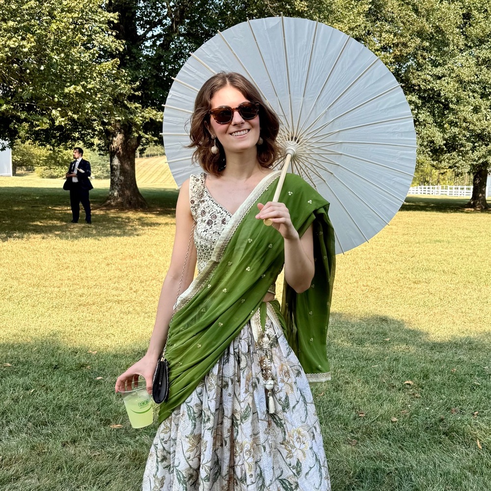Floral cream green  Lehenga Choli Set